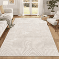 thumbnail image 1 of 5'x 7' Geometric Beige Area Rug Washable, Durable Non-Slip Indoor Carpet with Soft High-Low Pile, Fluffy Floor Rugs for Living Room, Bedroom, Home Office Décor, 1 of 18