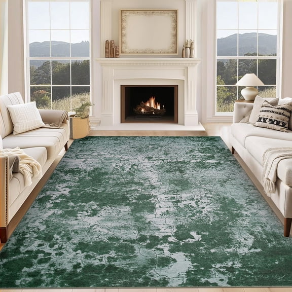 5x7 ft Washable Area Rugs for Living Room, Non-Slip Soft Faux Wool Low Pile Stain Resistant Modern Abstract Rug for Bedroom, Home Office