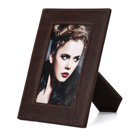 5x7 inch Leather Picture Frame Rustic Home Decor Photo Picture Tabletop Mount Horizontal Vertical DisplayOnly picture frame