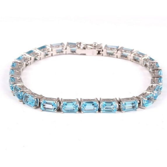 5x7 mm Octagon Swiss Blue Topaz Tennis Bracelet 925 Sterling Silver Bracelet for Men by Juhi Jewels