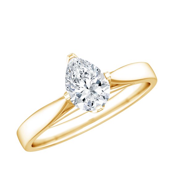 Rosec Jewels 5x7 mm Pear Lab Diamond Solitaire Engagement Ring - EF-VS Grade, 14K Yellow Gold, US 11.00