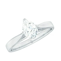 Rosec Jewels 5x7 mm Pear Lab Diamond Solitaire Engagement Ring - EF-VS Grade, 925 Sterling Silver, US 4.00