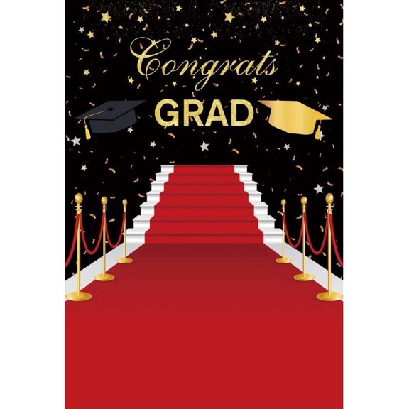 5x7FT Red Carpet Graduation Backdrop Congrats Grad Background Senior Prom Graduation Ceremony Party Decorations Banner Supplies Photo Booth Props
