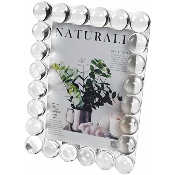 5x7Inch Crystal Picture Photo Frame, Luxury Diamond Crystal Craft, Crystal Standing Photo Frame (Clear, 7.5" x 9.5")