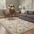 thumbnail image 1 of 5x7 Washable Rugs for Living Room Non Slip Backing Low Pile Light Weight Print Pattern Area Rugs for Bedroom Indoor Wild Flora Ivory Cream, 1 of 4