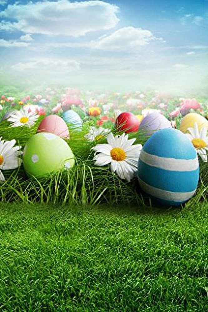 5x7ft Easter Style Eggs Green Meadow Photography Backdrop Photo Studio ...