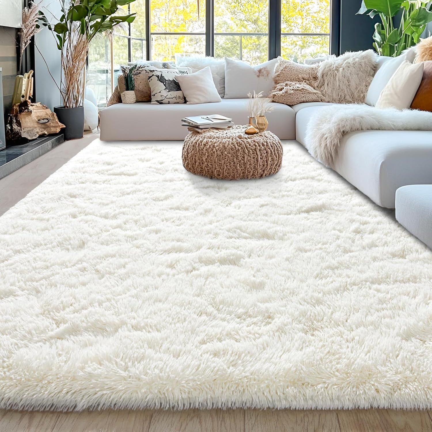 5x7ft Fluffy Fuzzy Area Rug for Living Room Bedroom, Ultra Soft Rugs ...