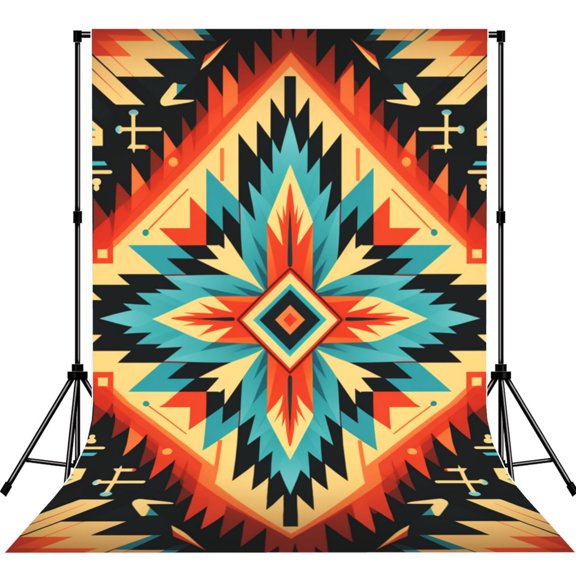 5x7ft Photography Backdrop Photo Studio Background with 4-inch Rod Pocket, Soft Screen, Aztec Baja Southwest Native Western Art