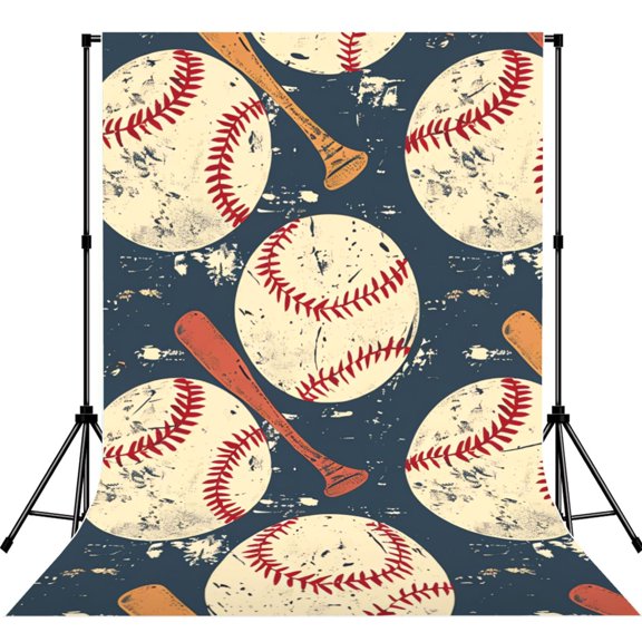 5x7ft Photography Backdrop Photo Studio Background with 4-inch Rod Pocket, Soft Screen, Baseball Bat Sport
