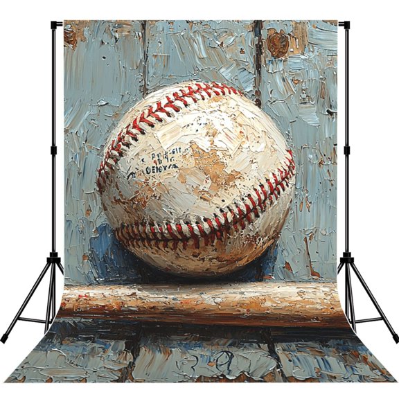 5x7ft Photography Backdrop Photo Studio Background with 4-inch Rod Pocket, Soft Screen, Baseball
