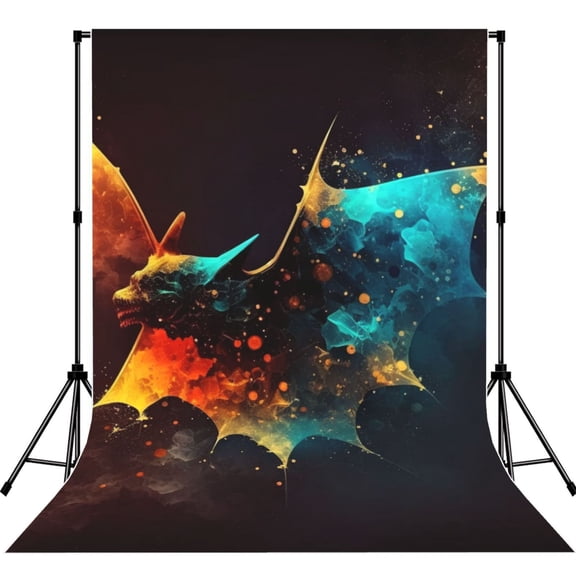 5x7ft Photography Backdrop Photo Studio Background with 4-inch Rod Pocket, Soft Screen, Bat Stars Color