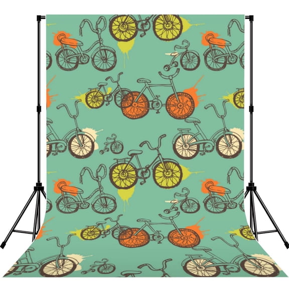 5x7ft Photography Backdrop Photo Studio Background with 4-inch Rod Pocket, Soft Screen, Bicycles Retro Vintage