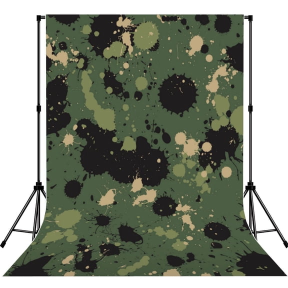 5x7ft Photography Backdrop Photo Studio Background with 4-inch Rod Pocket, Soft Screen, Camouflage Splatter Camo