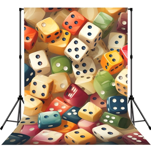5x7ft Photography Backdrop Photo Studio Background with 4-inch Rod Pocket, Soft Screen, Domino Stones Game Dice Art