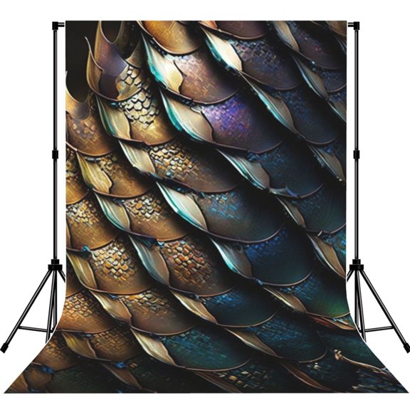 5x7ft Photography Backdrop Photo Studio Background with 4-inch Rod Pocket, Soft Screen, Dragon Scale Art