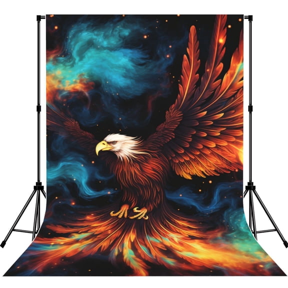 5x7ft Photography Backdrop Photo Studio Background with 4-inch Rod Pocket, Soft Screen, Eagle Fire Starry Flaming