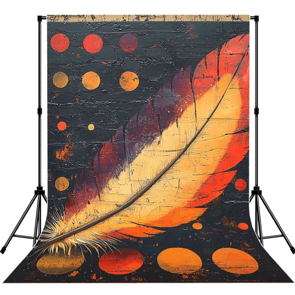 5x7ft Photography Backdrop Photo Studio Background with 4-inch Rod Pocket, Soft Screen, Feather Native American Retro