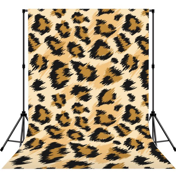 5x7ft Photography Backdrop Photo Studio Background with 4-inch Rod Pocket, Soft Screen, Golden Leopard Skin