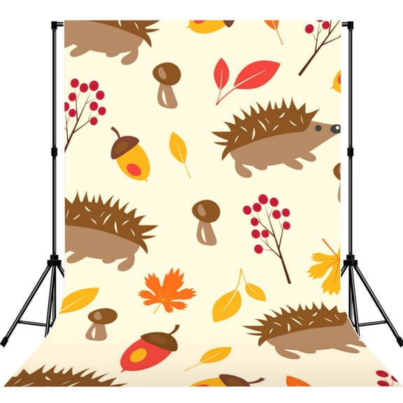 5x7ft Photography Backdrop Photo Studio Background with 4-inch Rod Pocket, Soft Screen, Hedgehog Leaves
