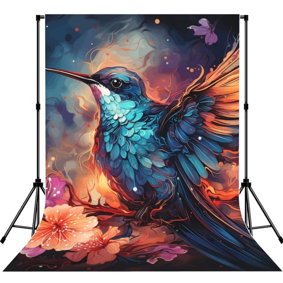 5x7ft Photography Backdrop Photo Studio Background with 4-inch Rod Pocket, Soft Screen, Hummingbird Galaxy Starry