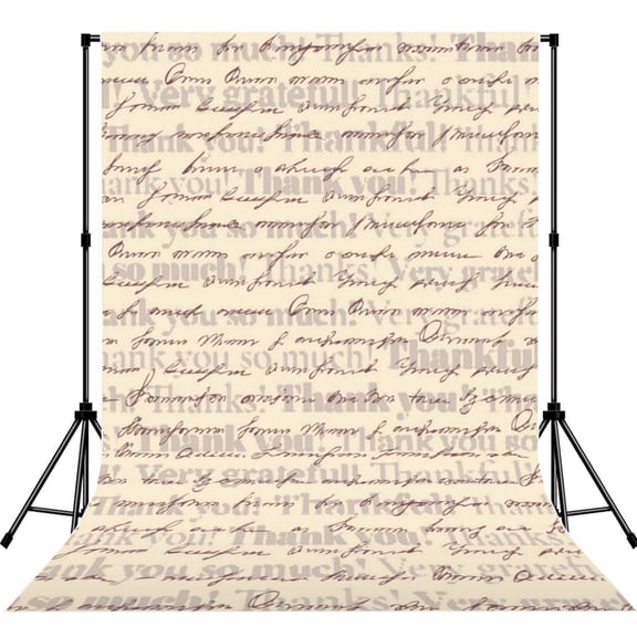 5x7ft Photography Backdrop Photo Studio Background with 4-inch Rod Pocket, Soft Screen, Imitation Newspaper Thankful Letter