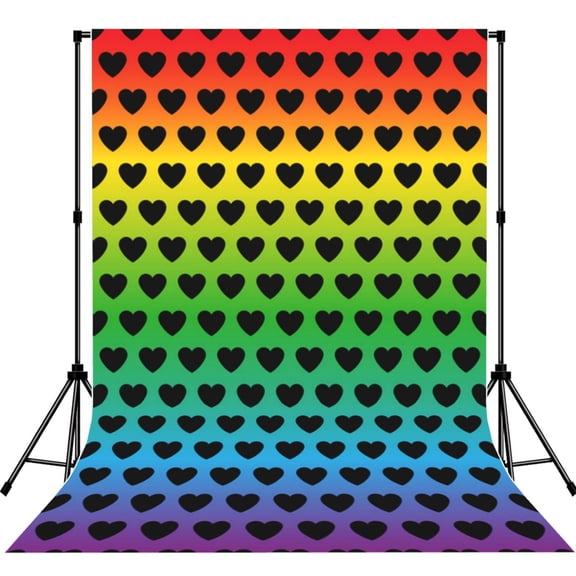 5x7ft Photography Backdrop Photo Studio Background with 4-inch Rod Pocket, Soft Screen, Lgbt Flag Heart Shape