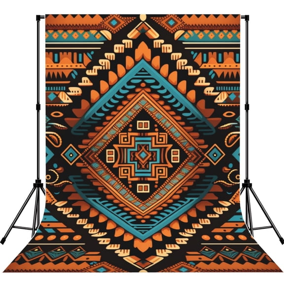 5x7ft Photography Backdrop Photo Studio Background with 4-inch Rod Pocket, Soft Screen, Native Southwest Tribal Indian Aztec