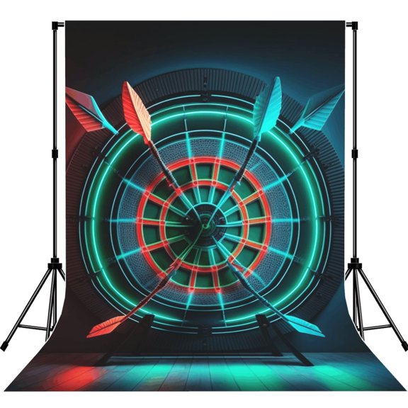 5x7ft Photography Backdrop Photo Studio Background with 4-inch Rod Pocket, Soft Screen, Neon Dartboard Target Center Psychedelic