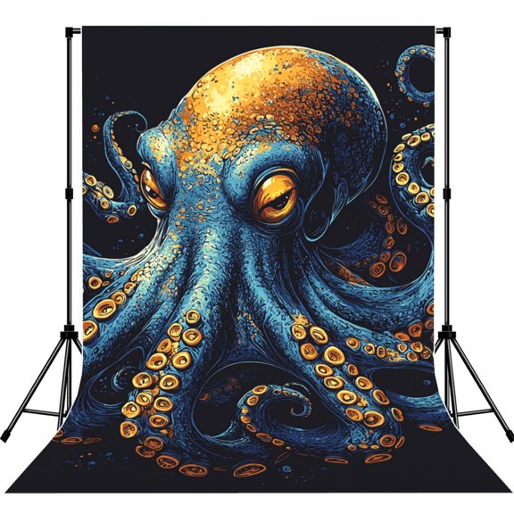 5x7ft Photography Backdrop Photo Studio Background with 4-inch Rod Pocket, Soft Screen, Octopus Tentacles Retro