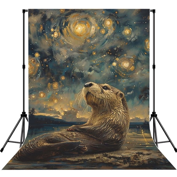 5x7ft Photography Backdrop Photo Studio Background with 4-inch Rod Pocket, Soft Screen, Otter Fish Sky Art