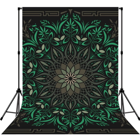 5x7ft Photography Backdrop Photo Studio Background with 4-inch Rod Pocket, Soft Screen, Psychedelic Mandala Geometric Cannabis