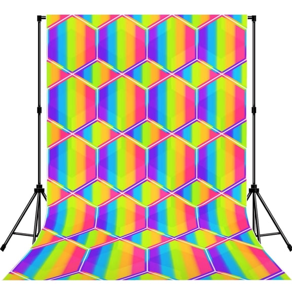 5x7ft Photography Backdrop Photo Studio Background with 4-inch Rod Pocket, Soft Screen, Rainbow Honeycomb LGBT