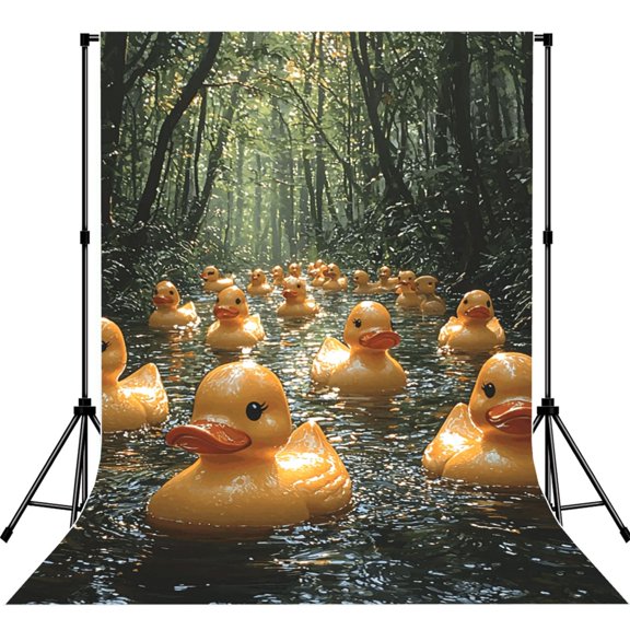 5x7ft Photography Backdrop Photo Studio Background with 4-inch Rod Pocket, Soft Screen, Rubber Ducks