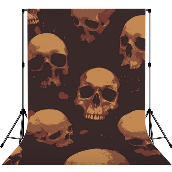 5x7ft Photography Backdrop Photo Studio Background with 4-inch Rod Pocket, Soft Screen, Scary Sinister Skull Head