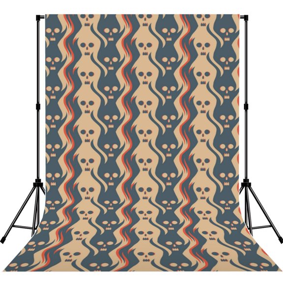 5x7ft Photography Backdrop Photo Studio Background with 4-inch Rod Pocket, Soft Screen, Skulls And Ghosts