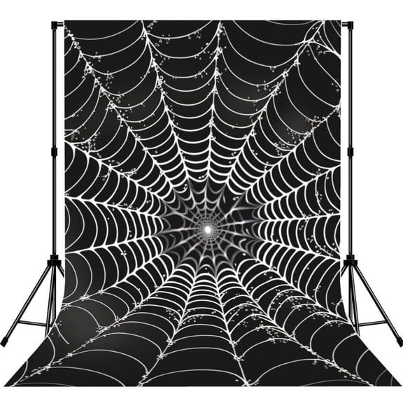 5x7ft Photography Backdrop Photo Studio Background with 4-inch Rod Pocket, Soft Screen, Spider Web Cool Seamless Black
