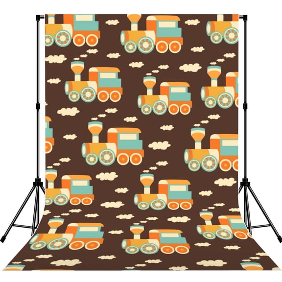 5x7ft Photography Backdrop Photo Studio Background with 4-inch Rod Pocket, Soft Screen, Train Fun