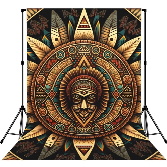 5x7ft Photography Backdrop Photo Studio Background with 4-inch Rod Pocket, Soft Screen, Tribal Indian Aztec Native Southwest