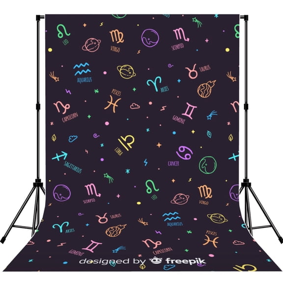 5x7ft Photography Backdrop Photo Studio Background with 4-inch Rod Pocket, Soft Screen, Zodiac Cosmos Universe Constellation