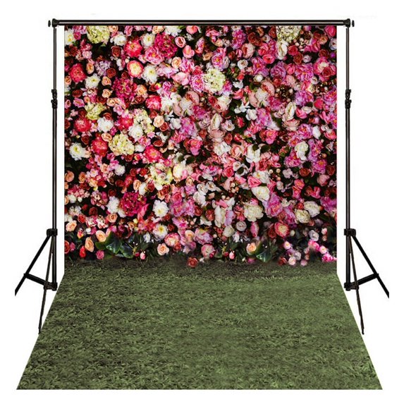 5x7ft Vinyl Photo Backdrop Wall Wooden Floor Photography Background Studio Props,Flower Lawn Vinyl Photography Background