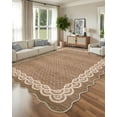 thumbnail image 1 of 5x7ft Washable Scalloped Rug,Modern Geometric Low Pile Carpet Stain Resistant Non-Slip, Faux Wool Feel Throw Rug for Living Room Bedroom Office Entryway, 1 of 9