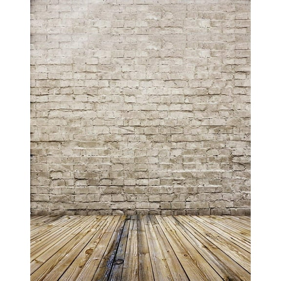 5x7ft White Brick Wall Wooden Floor Photography Backdrops Photo Props Studio Background
