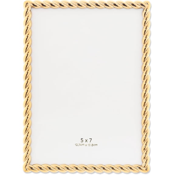 5x7in Modern Minimalist Picture Frame,Gold Rope Design Frame, Clear Glass Front, Unique Tabletop or Wall Display, Horizontally & Vertically,Perfect Gift Choice