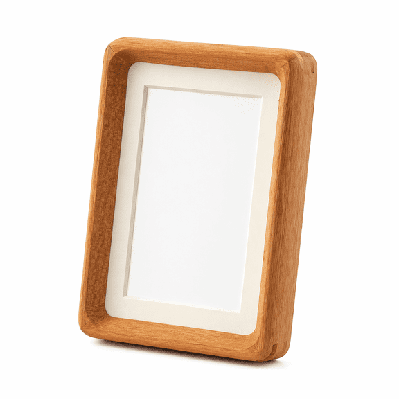 5x7in Rustic Teak Wood Picture Frame, Round Opening Photo Frame for Tabletop and Wall Display, Vintage Farmhouse Style Frame for Wedding Anniversary Birthday Home and Office Decor