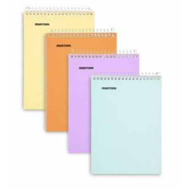 5x7in Top Spiral Notebook 4pk Pastel Covers 80 Sheets