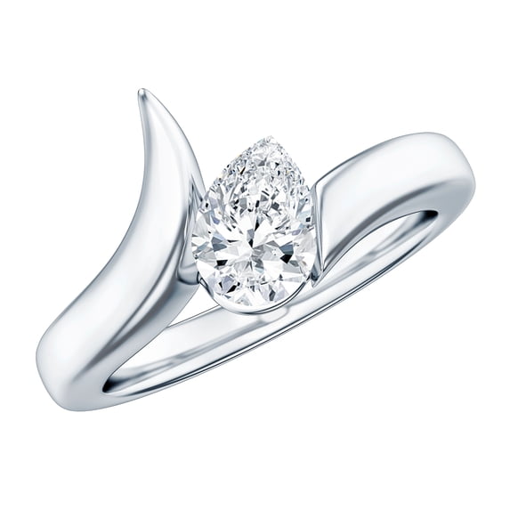 Rosec Jewels Lab Grown Diamond Designer Engagement Ring, 0.6 Carat, EF-VS Grade, 10K White Gold, US 7.50