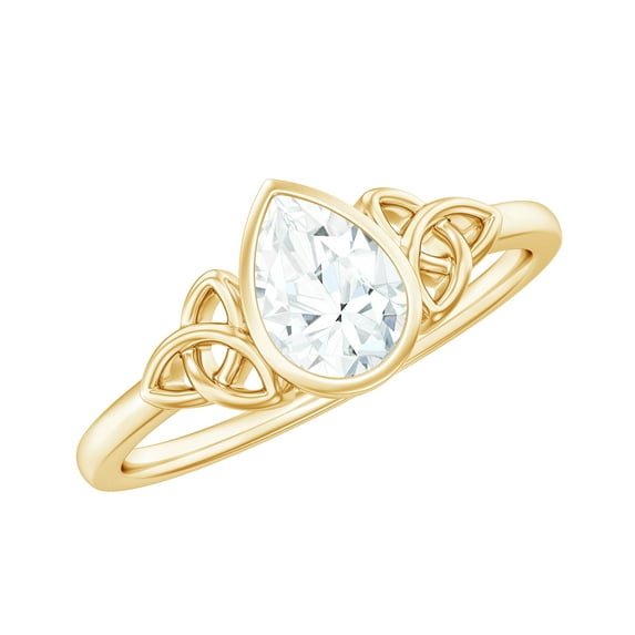 Rosec Jewels 5x7mm Lab Grown Diamond Knot Engagement Ring, EF-VS Quality - Ready To Gift, 10K Yellow Gold, US 12.00