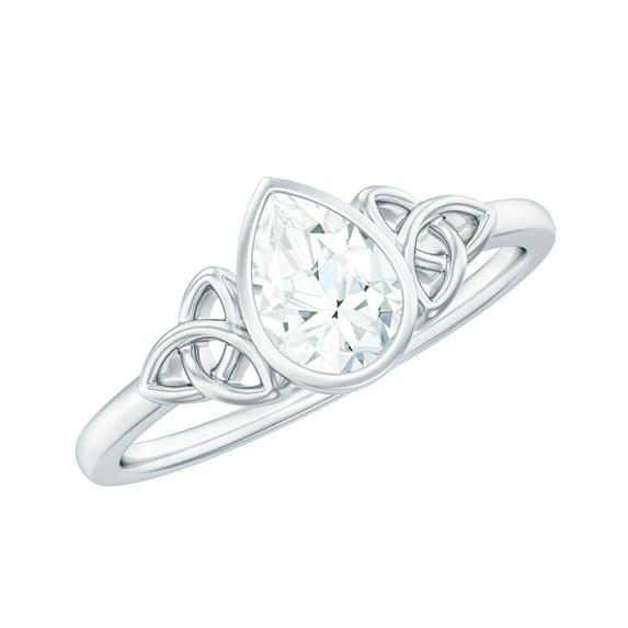 Rosec Jewels 5x7mm Lab Grown Diamond Knot Engagement Ring, EF-VS Quality - Ready To Gift, 925 Sterling Silver, US 4.00