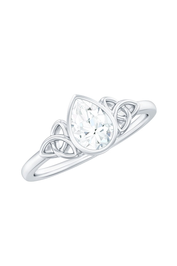 5x7mm Lab Grown Diamond Knot Engagement Ring, EF-VS Quality - Ready To Gift, 925 Sterling Silver, US 7.00