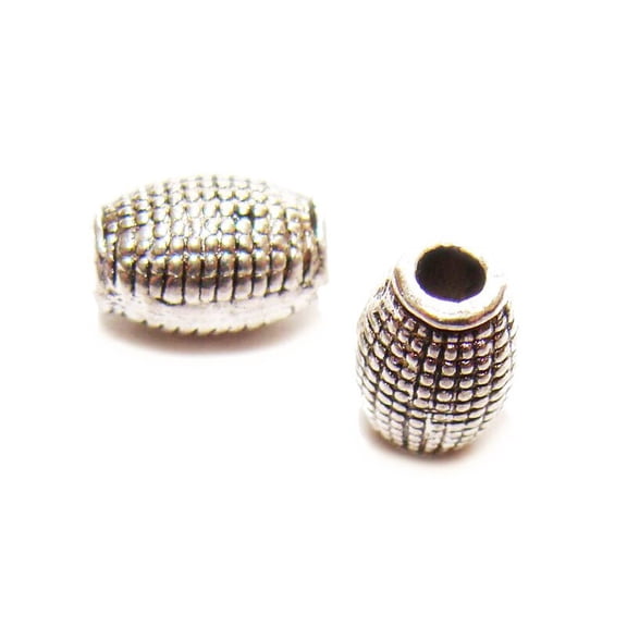 5x7mm Pack Of 20 Pcs Bali Style Pewter Barrel Beads For Jewelry Making
